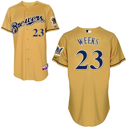 Rickie Weeks #23 MLB Jersey-Milwaukee Brewers Men's Authentic Gold Baseball Jersey
